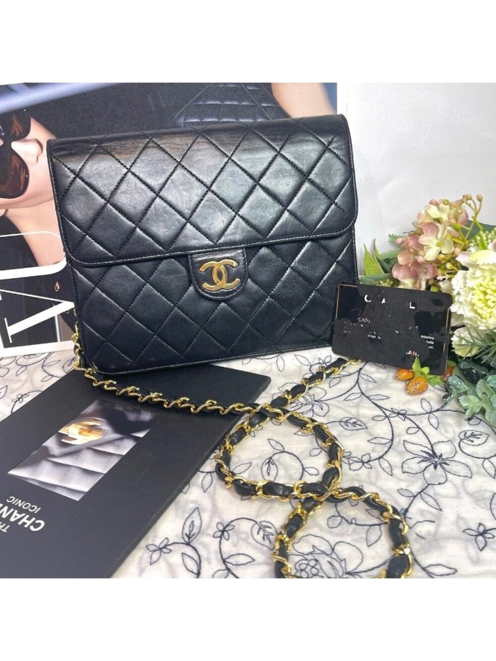 Chanel CC Logo Quilted Chain Shoulder Bag Vintage